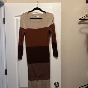 Colorblock Knit Sweater Dress